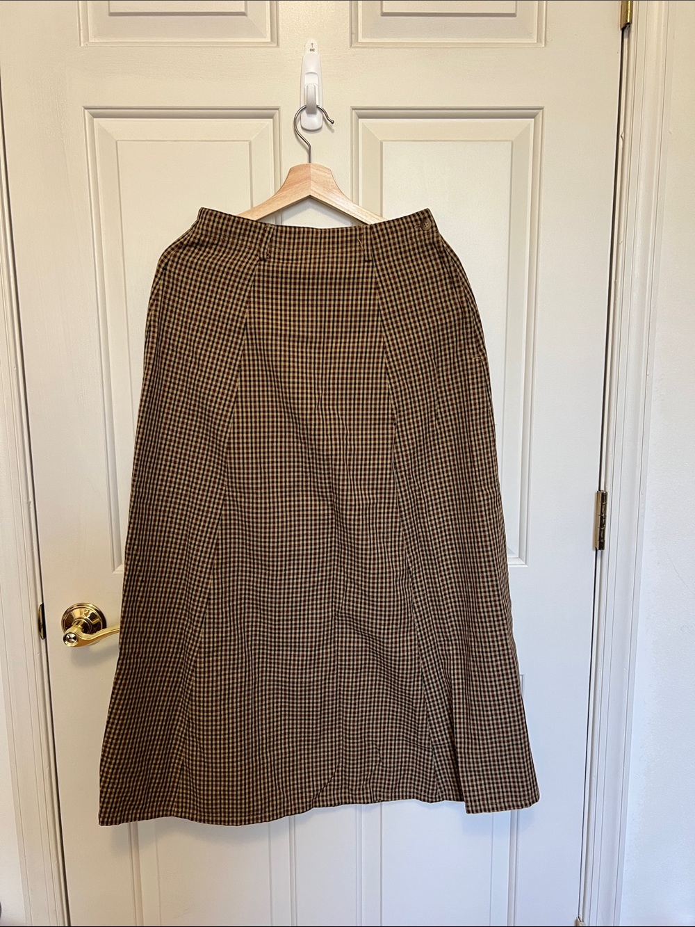 Womens Brown Houndstooth A-Line Skirt